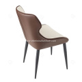 Italian minimalist white and brown color dining chairs